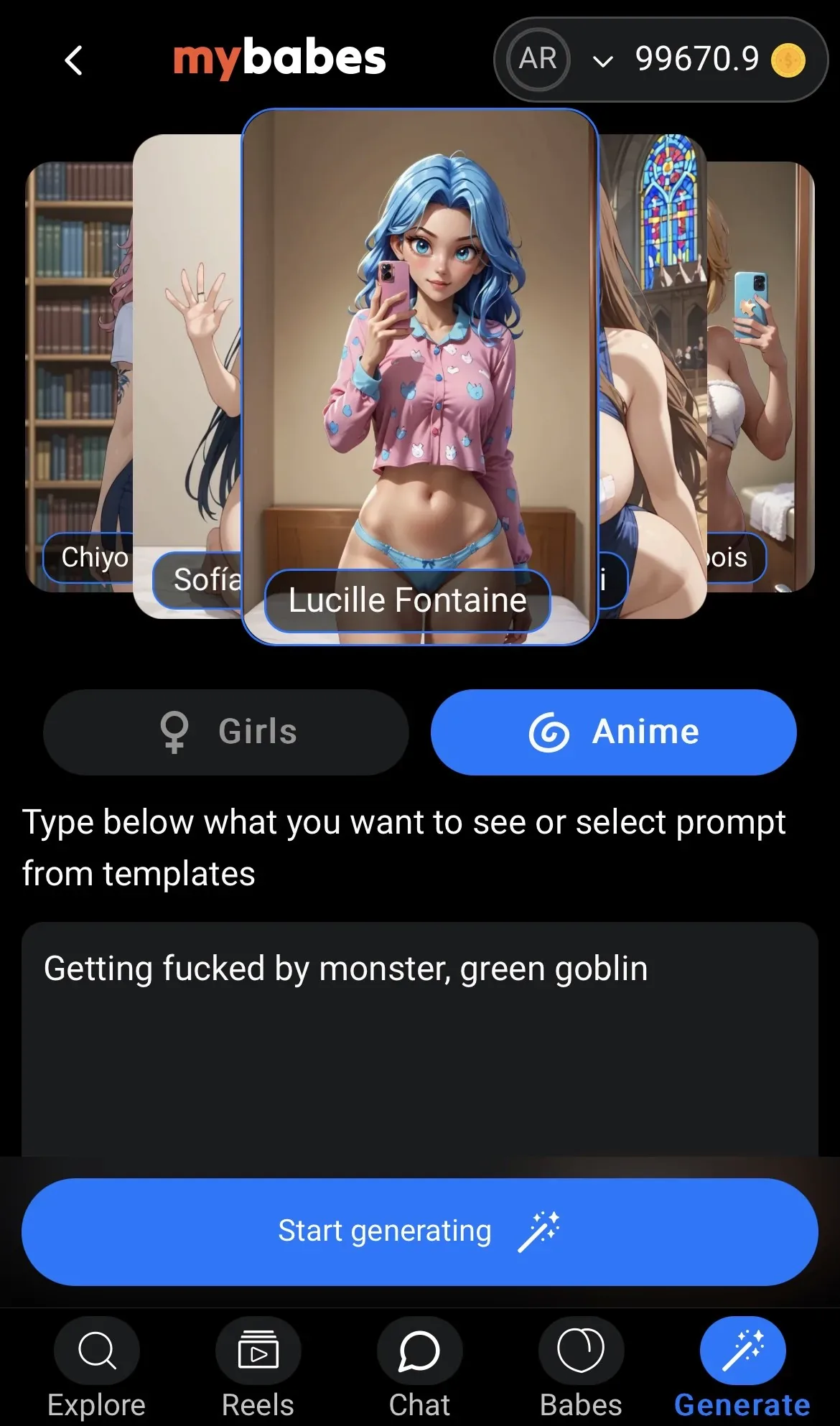 Emo AI waifu in fishnets teasing camera
